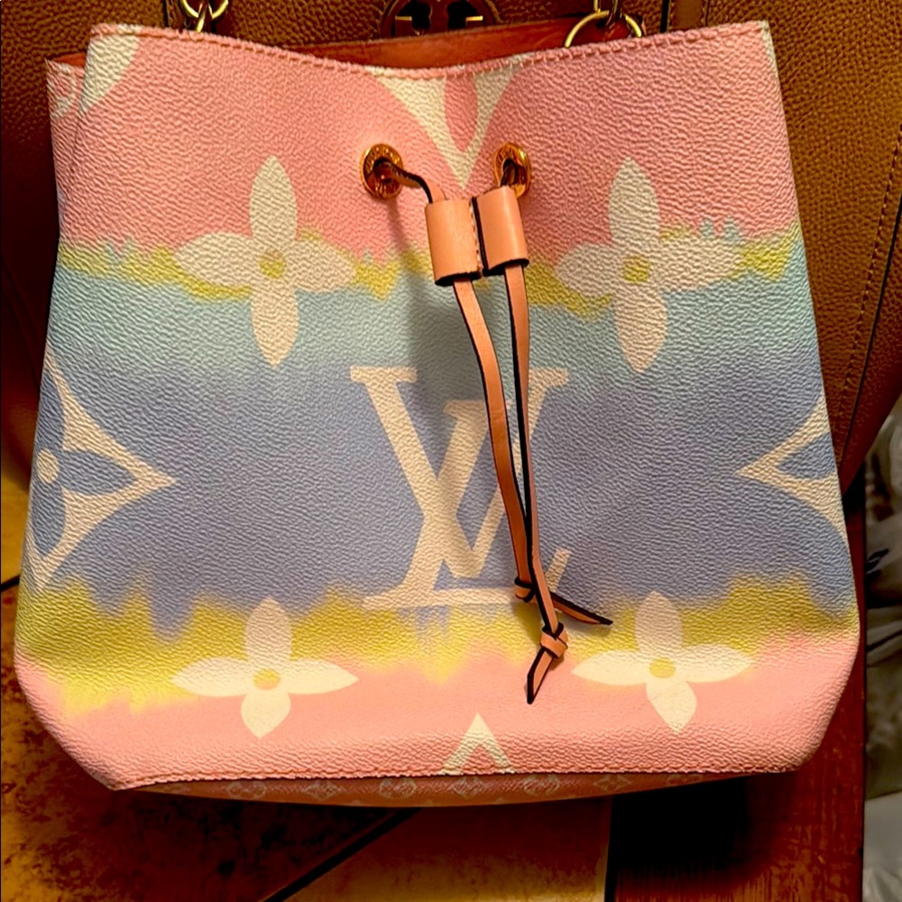 Louis Vuitton Pink and Blue Tote with Signature Monogram